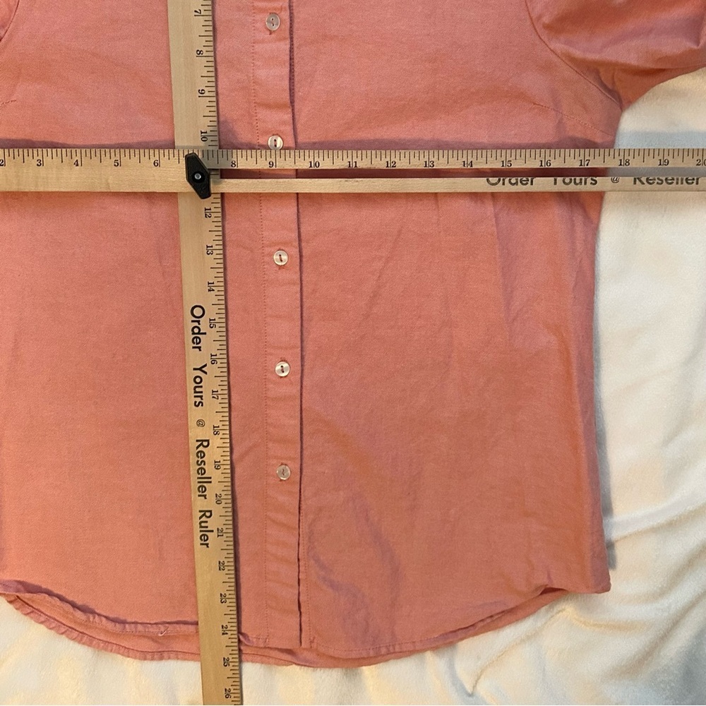 Longchamp Crew Neck Button Up Long Sleeve Peach Cotton Blouse Top Shirt Womens 4 - Picture 3 of 6